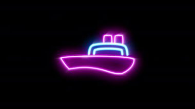 Siyah arkaplanda simge taşımanın yanıp sönen neon ışığı.