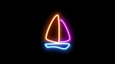 Siyah arkaplanda simge taşımanın yanıp sönen neon ışığı.