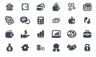 İş ve mali kavramların yer aldığı bir vektör simgeleri koleksiyonu.