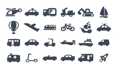 Bir vektör araç simgesi dosyası seti.