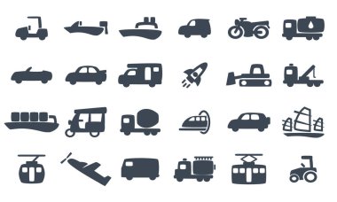 Bir vektör araç simgesi dosyası seti.