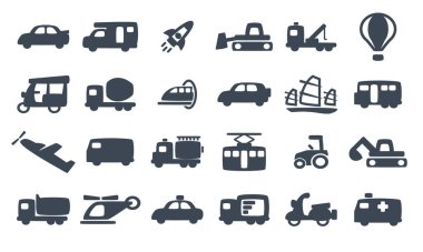 Bir vektör araç simgesi dosyası seti.