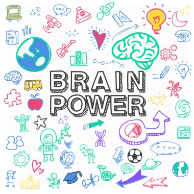 Eğitim ve öğrenim konsepti ile karalama çizimleri içeren bir vektör dosyasının arka planı.