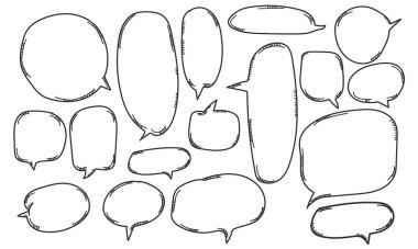 Karalama tarzı konuşma baloncukları içeren bir vektör dosyası koleksiyonu.