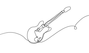Elektro gitar şeklinde sürekli bir çizgi karalama içeren bir vektör dosyası.