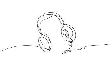 Bu kulaklık resmi, tamamen bir tablet üzerine elle çizilmiş, hayal edilen ve yapay zeka kullanılmadan oluşturulan bir vektör dosyasına dönüştürülmüş sürekli bir çizgi karalamasıdır..