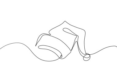 Noel Baba Şapkası 'nın bu resmi, tamamen bir tablet üzerine elle çizilmiş, yapay zeka kullanılmadan oluşturulmuş ve bir vektör dosyasına dönüştürülmüş sürekli bir çizgi..