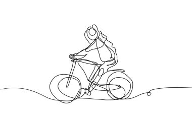 Tamamen tablet üzerinde elle çizilmiş bisiklet süren insanların bu resmi, yapay zeka kullanmadan oluşturulan ve bir vektör dosyasına dönüştürülmüş sürekli bir çizgi karalamasıdır..