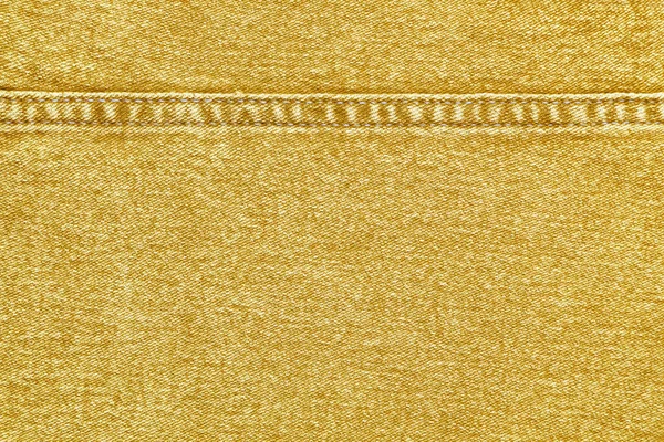 Džínové Džíny Textury Pozadí Textura Žluté Bavlněné Tkaniny Dekorativním Švem — Stock fotografie