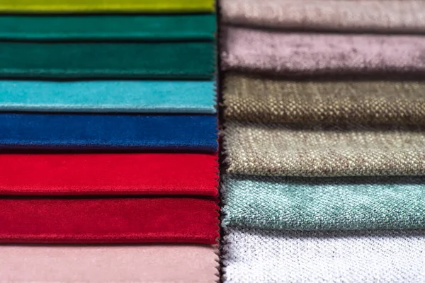Brillante Colección Muestras Textiles Colores Muestras Tela Engastadas Diferentes Colores — Foto de Stock