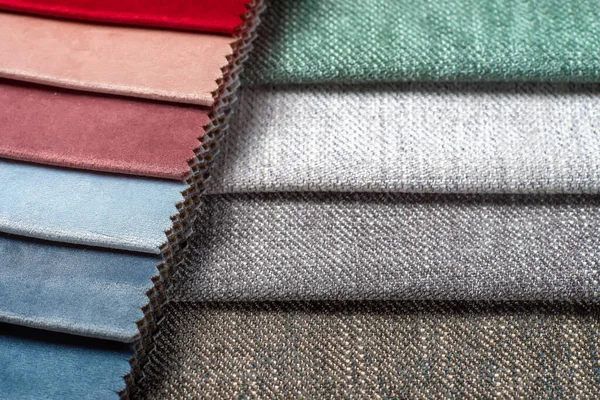 Jasná Sbírka Barevných Textilních Vzorků Textilní Vzorníky Nastavené Různých Barvách — Stock fotografie