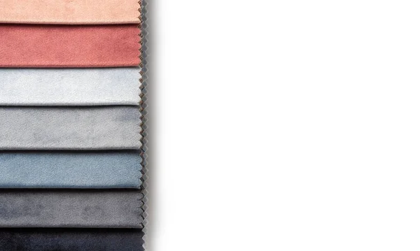 Bunte Textilmuster Isoliert Auf Weißem Hintergrund Stoffmuster Die Verschiedenen Farben — Stockfoto