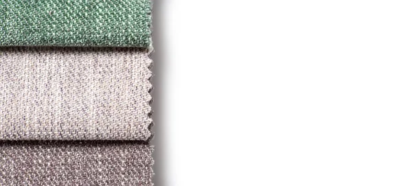 Bunte Textilmuster Isoliert Auf Weißem Hintergrund Stoffmuster Die Verschiedenen Farben — Stockfoto