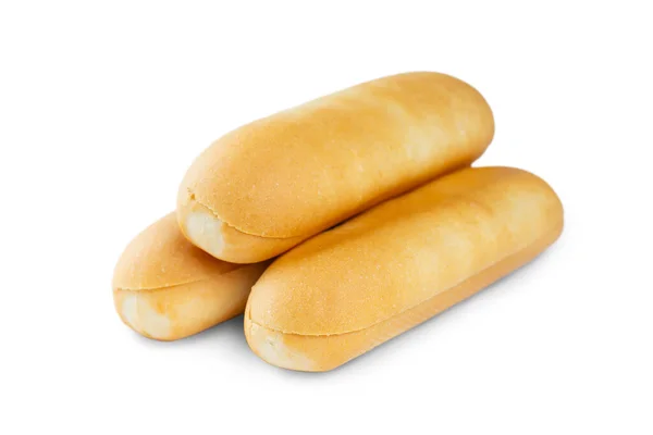 Three Hot Dog Wheat Buns Isolated White Background Cooking Ingredient — Stock Photo, Image