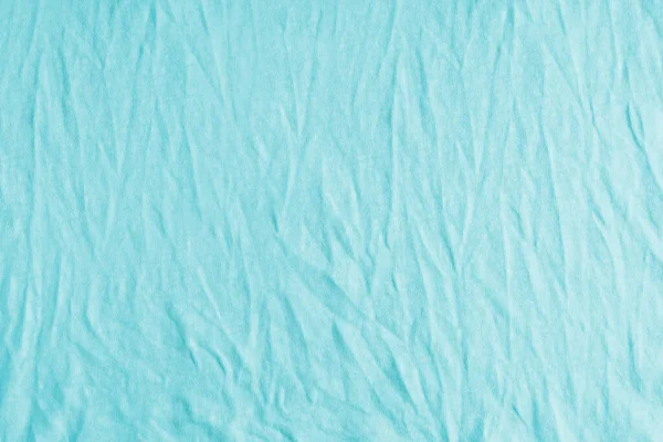 洗練された 粉砕されたシアン生地の質の背景 綿ジャージ織物 コピースペース付きの壁紙 トップビューの洗練された抽象的な背景 — ストック写真