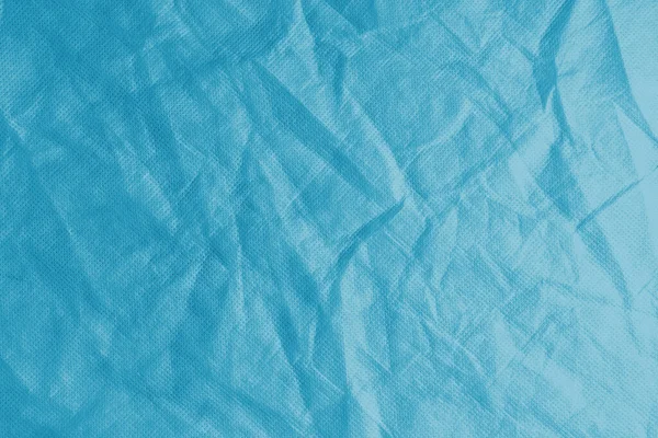 Wrinkled Crumpled Blue Fabric Texture Background Wrinkled Creased Abstract Backdrop Stock Photo