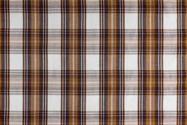 Kahverengi desenli kumaş, tartan desenli. Gömlek kumaşı, masa örtüsü kumaşı, keten kumaş, klasik İskoç şablonu. Arkaplan, duvar kağıdı, arkaplan.