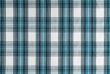 Turkuaz desenli kumaş, tartan desenli. Gömlek kumaşı, masa örtüsü kumaşı, keten kumaş, klasik İskoç şablonu. Arkaplan, duvar kağıdı, arkaplan.