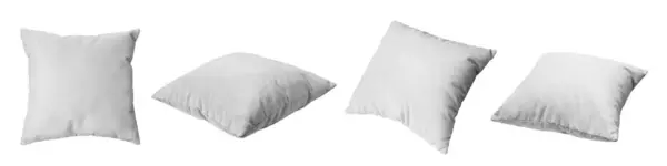 Almohada Rectangular Blanca Decorativa Para Dormir Descansar Aislada Sobre Fondo —  Fotos de Stock
