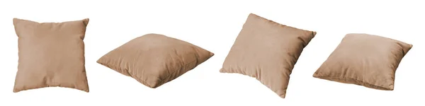 Almohada Rectangular Beige Decorativa Para Dormir Descansar Aislada Sobre Fondo —  Fotos de Stock