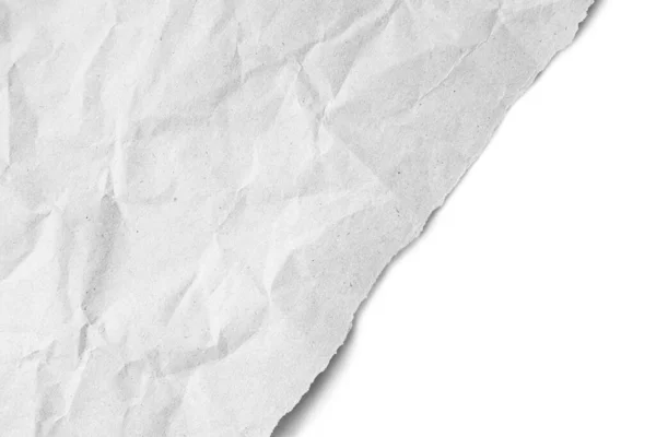 Zgnieciona Biała Papierowa Tekstura Ukośną Krawędzią Odizolowaną Białym Tle Pomarszczone Obrazy Stockowe bez tantiem
