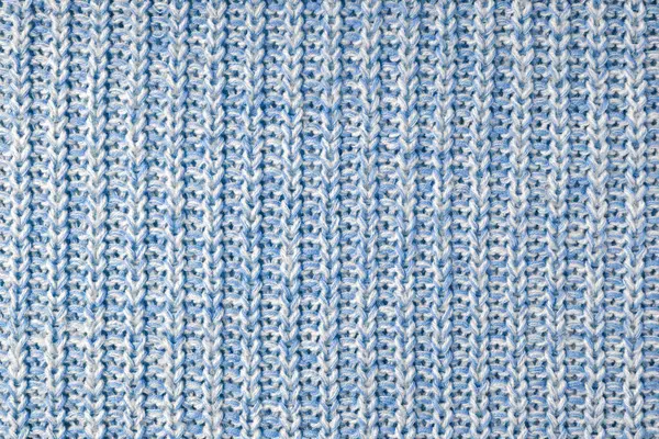 Jersey Textiel Achtergrond Blauw Wit Melange Gebreide Wollen Stof Breiwerk — Stockfoto