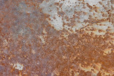 Kırmızı paslı metal, grunge metalik yüzey dokusu. Yıllanmış hasarlı aşındırıcı duvar, soyut arkaplan, duvar pervazı, arkaplan