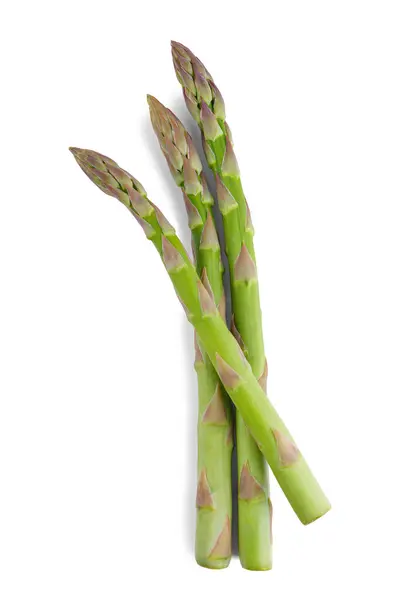 stock image Bunch of raw green asparagus Isolated on white background. Edible sprouts of sparrowgrass stems. Healthy food, fresh vegetable, ingredient for cooking