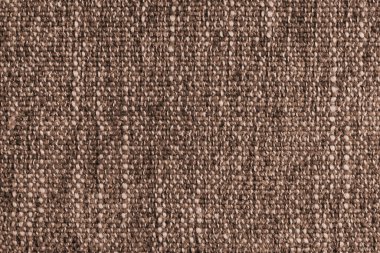 Kahverengi Jacquard kumaşı, büyük gevşek dokuma, kalın dokuma döşeme kumaşı. Tekstil arka planı, mobilya tekstil malzemesi, duvar kağıdı, fon. Kumaş yapısı kapat, makro.