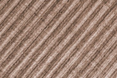 Kadife kadife kumaştan tepe makro dokusu. Büyük tırtıklı, köşegen şeklinde kadife dokuma, çizgili döşeme kumaşı kumaş arka plan, mobilya tekstil malzemesi, tasarım, dekor