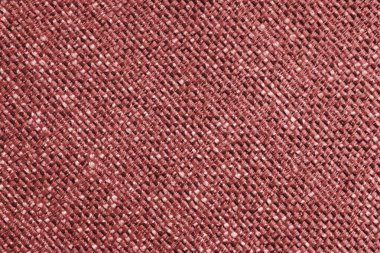 Döşeme kırmızı renkli Jacquard kumaşı köşegen geniş dokuma dokusu yakından, makro. Tekstil arka planı, mobilya tekstil malzemesi, duvar kağıdı, fon. Kumaş yapısı kapat, makro