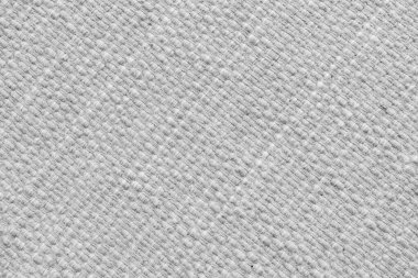 Büyük çapraz dokuması olan beyaz doğal kumaş dokusu. Yüzey, döşeme ya da halı malzemesi yapısı, kumaş arka plan kapat.