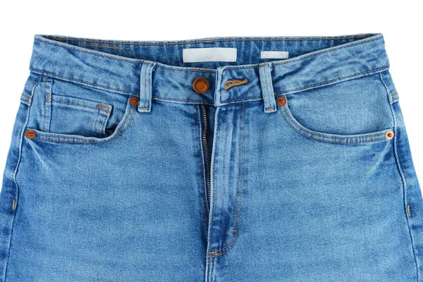 Kot pantolonun ön tarafı. Tasarım ayrıntıları, metal düğme, bel, cep ve küçük cep, makro. Duvar kağıdı, arka plan. Moda konsepti, günlük giyim, iş, alışveriş, satış