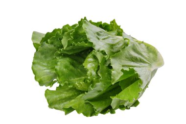 Taze yeşil ramen salatası, beyaz arka planda marul. Temiz ve sağlıklı sebzeler diyet, yemek, organik yemekler ve besin maddeleri için mükemmeldir.