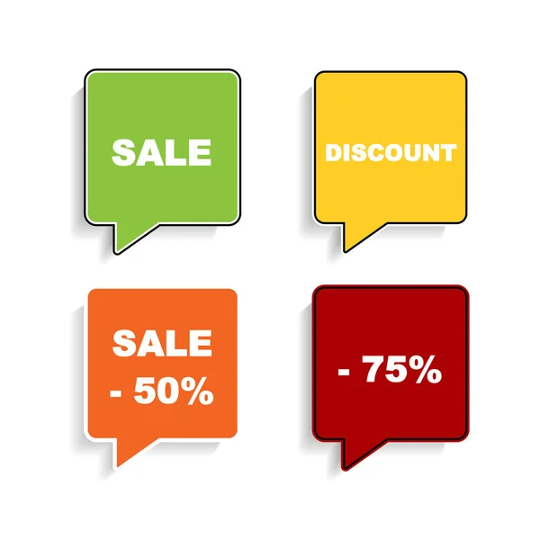 Sale Discount Sticker Set Labels Sale Discount Percent Green Red — Stock Vector