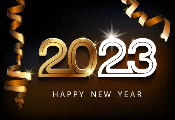 2023 Frohes Neues Jahr Isolierte Goldene Und Weiße Zahlen Design — Stockvektor