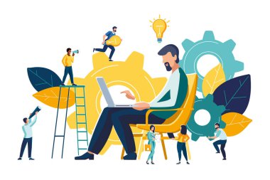 İş grafiklerinin yaratıcı temsili. Takım çalışması, şirket iş dünyasının ortak inşaatına katılarak kariyerlerini başarıya ulaştırıyor. Kişinin kafası fikirlerle doludur, insanlar, düşünceler, bilgi, iletişim, kişi, toplantı,