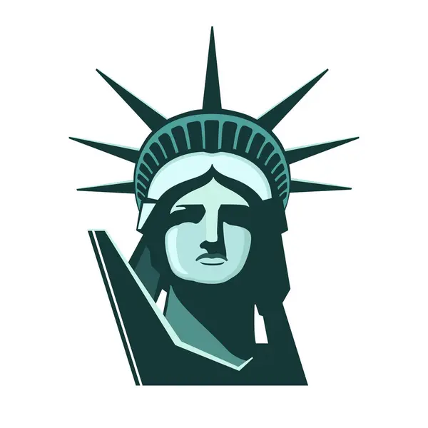 stock vector Statue of Liberty, Presentation. USA Independence Day. Portrait of the Statue of Liberty. Green design, USA holiday. National symbol of America New York, banner, flyer advertising. Vector illustration, magazine achievement, clip art, infographic