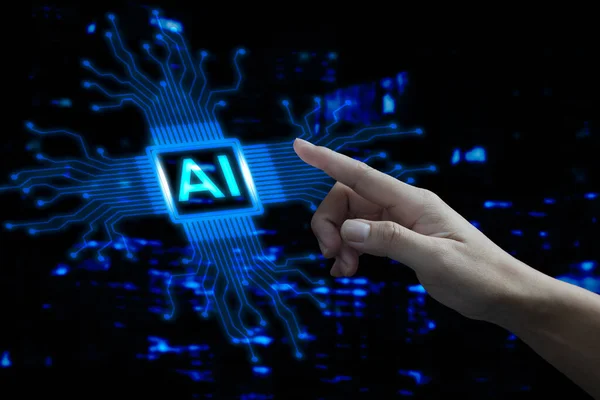 AI Öğrenme ve Yapay Zeka Makinesi İş Öğrenme İnternet Modern Teknoloji ve Ağ Kurma Konsepti.