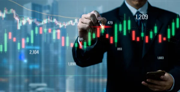 Businessman Analysis Graph Stock Market Financial Investment Strategy Data Report — Stock Photo, Image