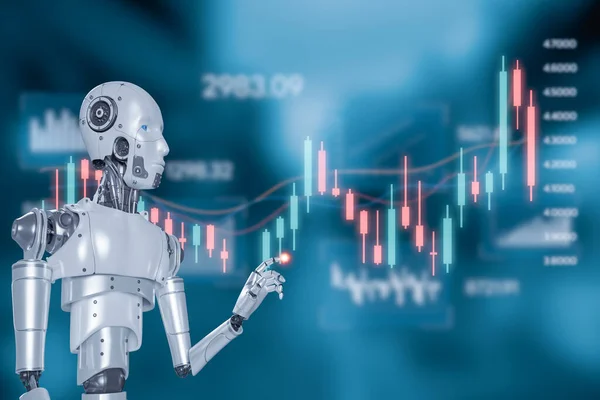 Business Financial Investment Trading Forex Stock Exchange Rendering Futuristic Robot — Stock Photo, Image