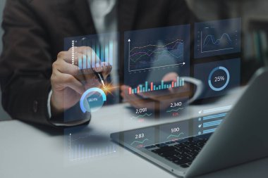 Kontrol paneli içgörü Veri Yönetimi Sistem Analizi Temel Performans Göstergeleri. İş raporları pazarlama, finansal organizasyon stratejisi.