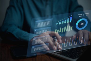Kontrol paneli içgörü Veri Yönetimi Sistem Analizi Temel Performans Göstergeleri. İş raporları pazarlama, finansal organizasyon stratejisi.
