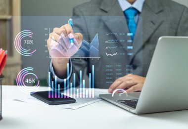 Kontrol paneli içgörü Veri Yönetimi Sistem Analizi Temel Performans Göstergeleri. İş raporları pazarlama, finansal organizasyon stratejisi.