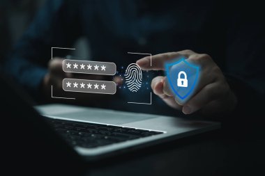 İnternet sitesinde veri koruması için siber güvenlik teknolojisi var. kullanıcı adı ve sosyal medya parolası, İnternet ağı çevrimiçi banka hesabına giriş ve hacker kavramını engelleme.