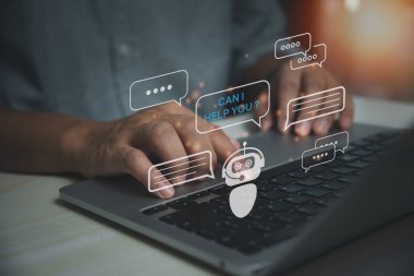 Chatbot sohbeti yapay zeka teknolojisi çevrimiçi müşteri hizmetleri. Dijital sohbet robotu, robot uygulaması, OpenAI. Geleceğin teknolojisi. İnternetteki sanal asistan..