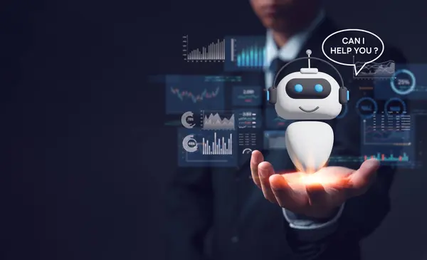 チャットボットソフトウェアアプリケーション会話愛人工知能技術オンラインカスタマーサービス デジタルチャットボット ロボットアプリケーション 未来技術 インターネット上の仮想アシスタント ストック写真