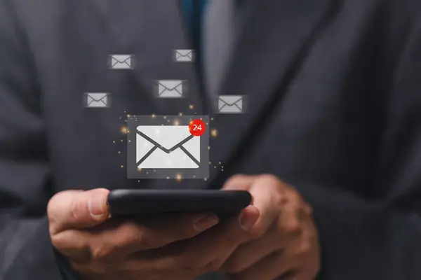 Email and message notification alert concept.  Business newsletter for electronic mail communication and digital online marketing. Inbox receiving newsletter electronic.
