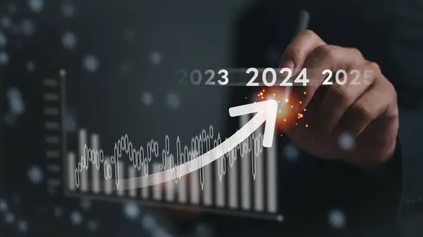 Business Graph Planning Growth 2024 Stratégie Digital Technology Marketing Profit — Photo