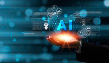 Yenilikçi Fütürist AI Dijital Chatbot Konsepti Sanal Konuşma Asistanı Kişiselleştirilmiş Müşteri Desteğiyle İnternet Robot Uygulama Teknolojisi 